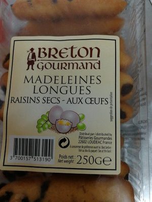 Madeleines Longues Raisins Secs - Aux Œufs