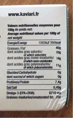 Foie de lotte au naturel nutrition facts table