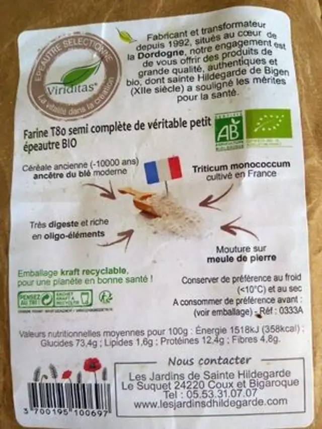 Farine T80 Petit épeautre bii