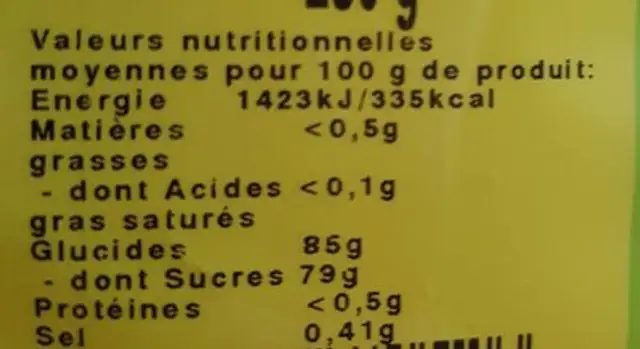 Melange ananas papaye nutrition facts table