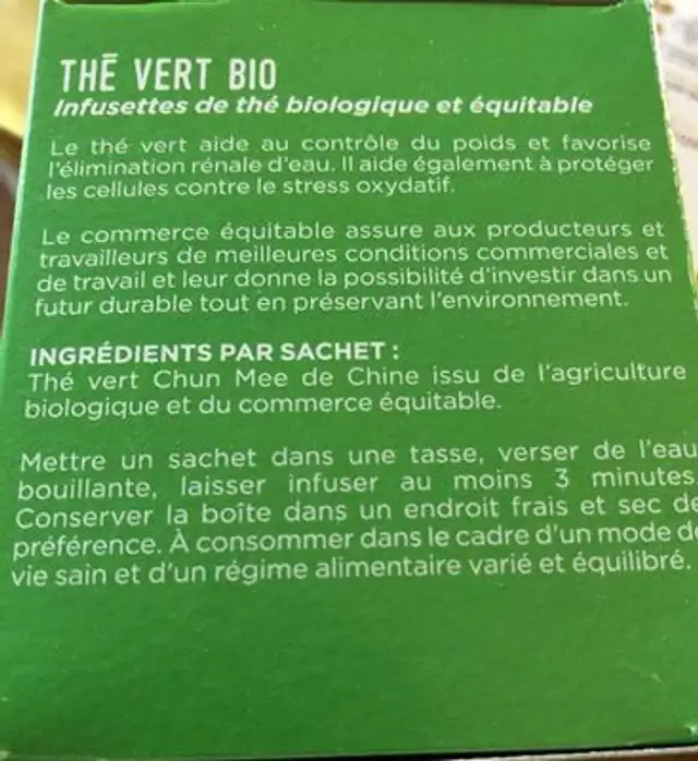 The vert ingredients label