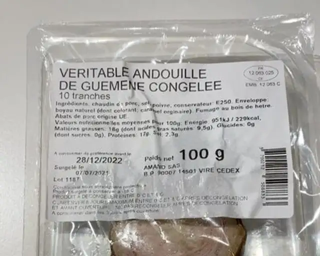 Andouille guemene congele nutrition facts table