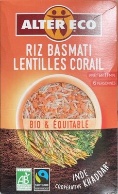 Riz Basmati & Lentille Corail Bio & équitable