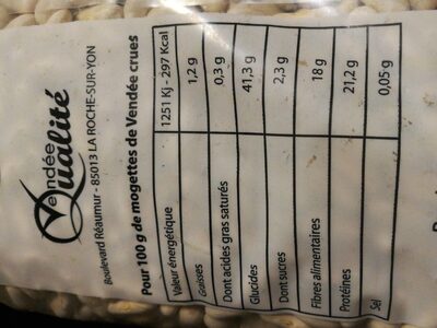 Mogette de Vendée nutrition facts table