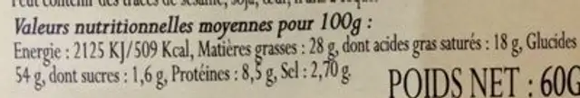 Palmiers pur beurre aux olives noires bio nutrition facts table