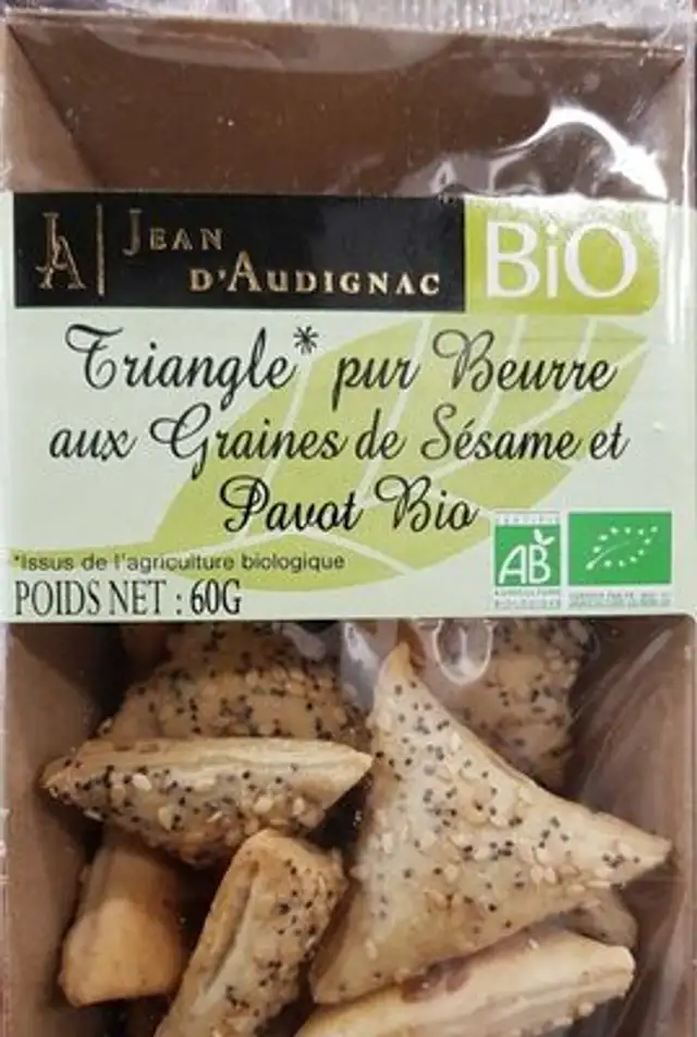 Triangle pure beurre aux graines de sésame et pavot Bio front packaging