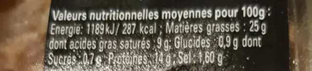 pâte du moulin nutrition facts table
