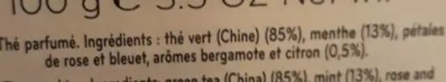 Thé Des Sources ingredients label