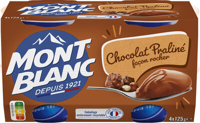 MONT BLANC Crème dessert Coupelles Praliné façon Rocher 4x125g