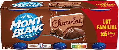 MONT BLANC Crème dessert Coupelles Chocolat 6x125g Format Familial
