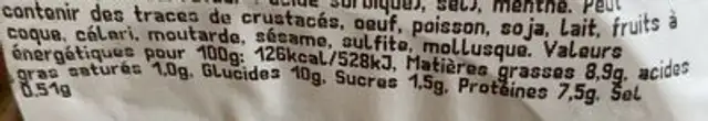 Salade vents de l’orient nutrition facts table