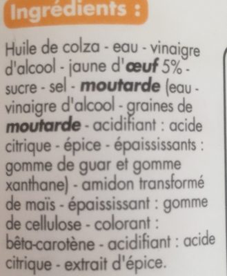 Mayonnaise ingredients label