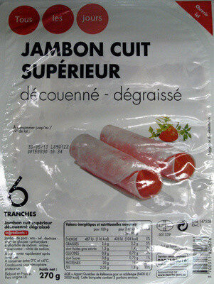 Jambon cuit supérieur découenné, dégraissé