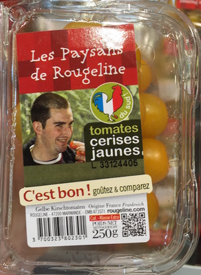 Tomates cerises jaunes front packaging