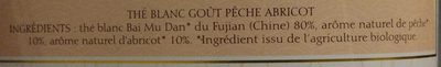 Thé blanc Pêche Abricot Bio ingredients label