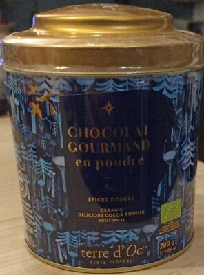 Chocolat gourmand en poudre front packaging