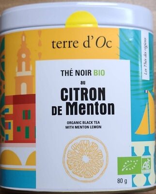 Thé noir bio au citron de Menthon front packaging
