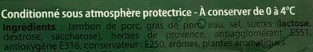 Jambon supérieur aux herbes 4 tranches ingredients label