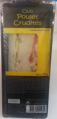 Sandwich au poulet et aux crudités