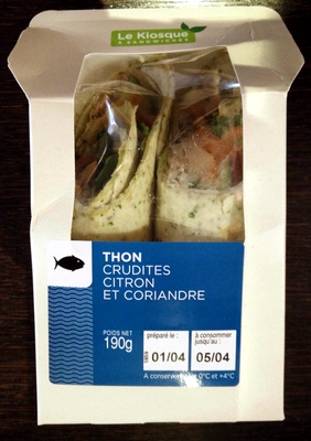 thon, crudités, citron et coriandre