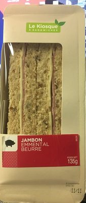 Sandwich au jambon cuit superieur, emmental et beurre