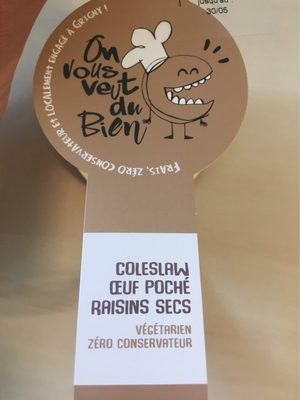 Salade coleslaw oeuf poche raisins secs front packaging