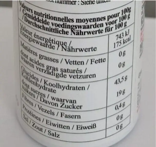Spray nappage brillant nutrition facts table