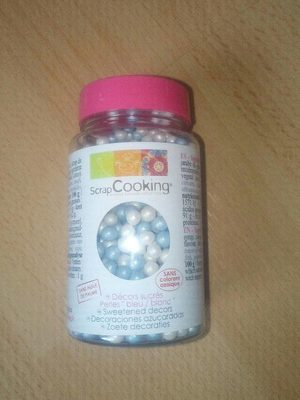Décors Sucrés Perles Blanc / Bleue 55 g - Scrapcooking