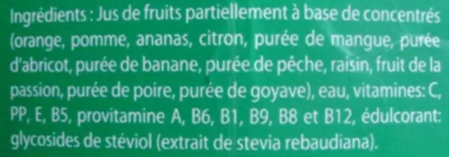 Multi12 Nectar ingredients label