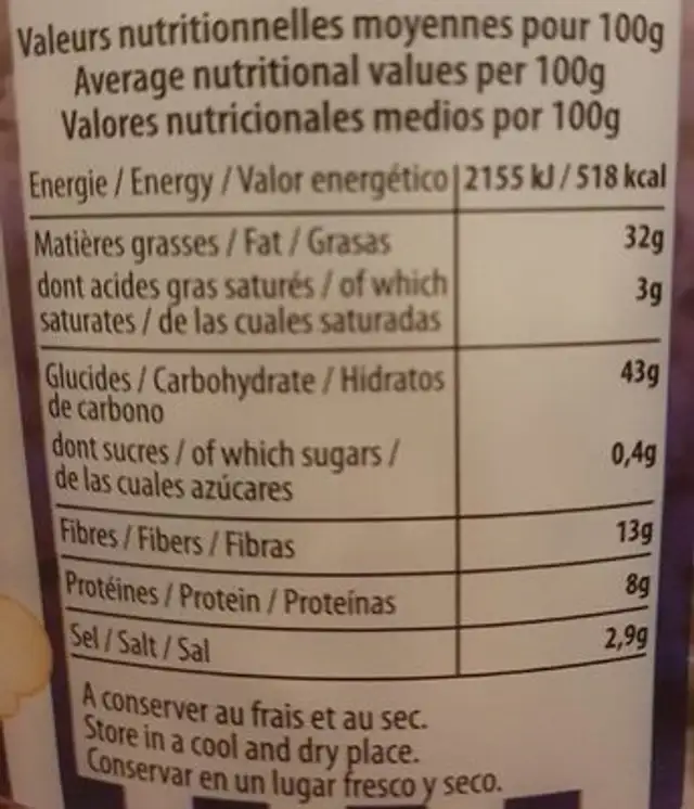 The pop-corn factory nutrition facts table