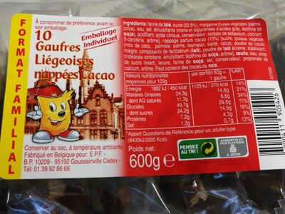 10 gaufres liégeoises nappées cacao