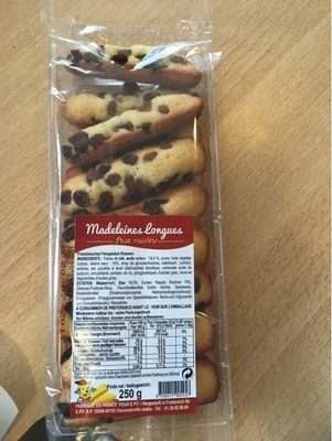Madeleines Longues aux Raisins front packaging