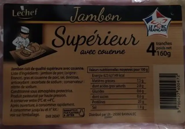 Jambon supérieure avec couenne