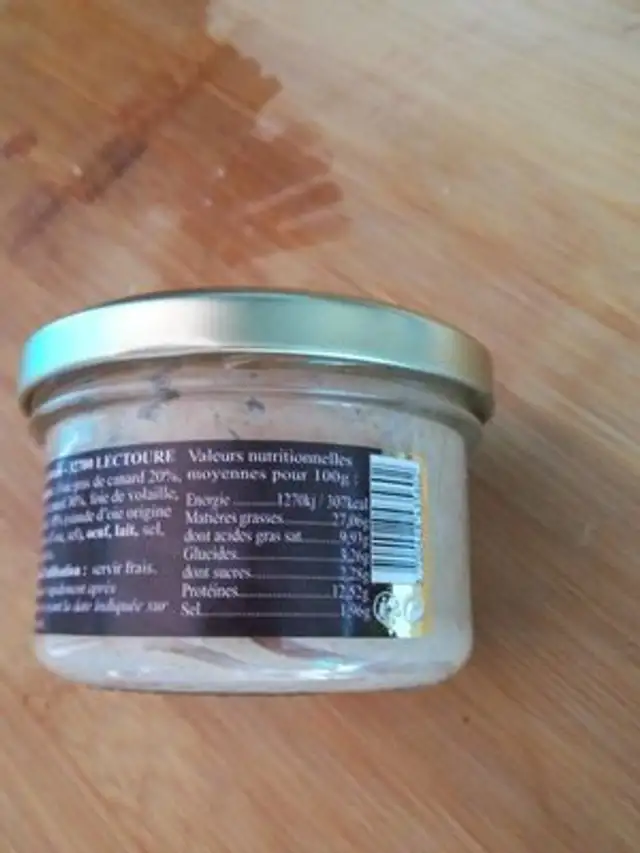 Tartinade de confit d'oie nutrition facts table