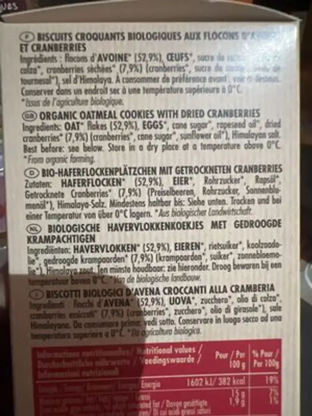 Graines de bon sens ingredients label