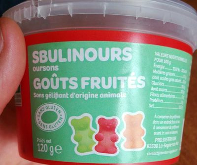 Sbulinours goûts fruités front packaging