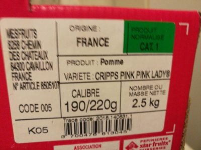 Cageot Pommes front packaging