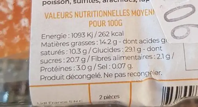 2 sablés mangues coco nutrition facts table