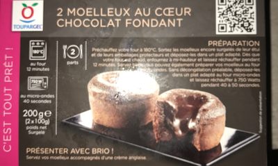 2 Moelleux au cœur chocolat fondant