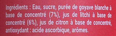 Boisson aux litchis et goyave ingredients label