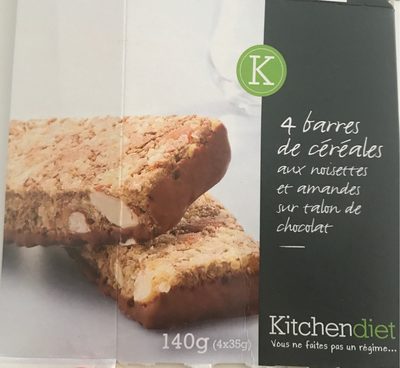 Barre de Céréales aux Noisettes, Amandes sur Talon de chocolat noir