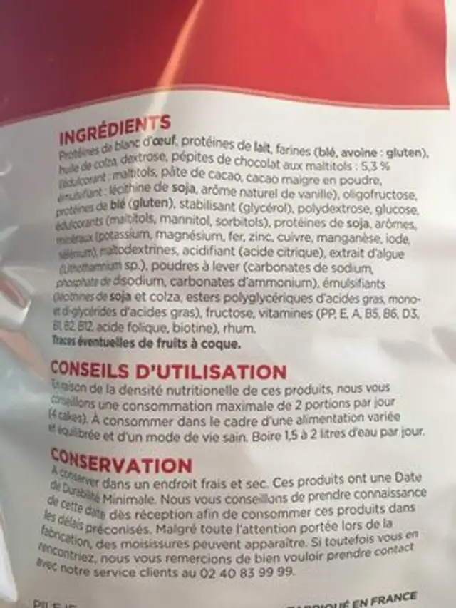 Mini cakes aux pepites de chocolat ingredients label