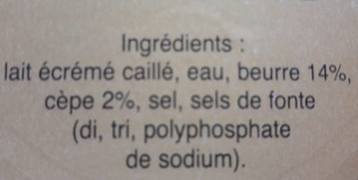 La camoillotte Cepe ingredients label
