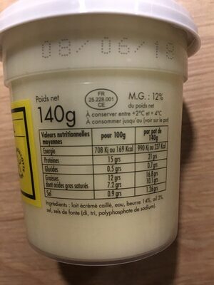 Cancoilotte ingredients label