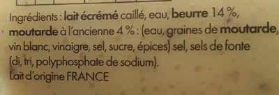 Cancoillotte à la Moutarde à l'ancienne ingredients label