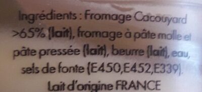Cacouyard à tartiner ingredients label