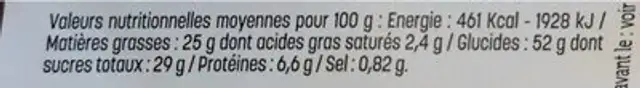 Madeleines longues marbrées saveur chocolat nutrition facts table