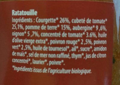 ratatouille à la catalane ingredients label