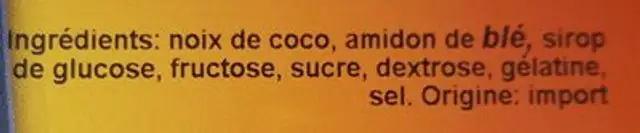 Noix de coco cubes ingredients label
