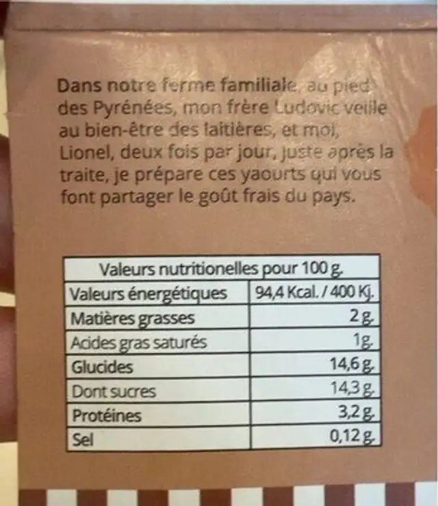 Creme dessert fes pyrenees nutrition facts table